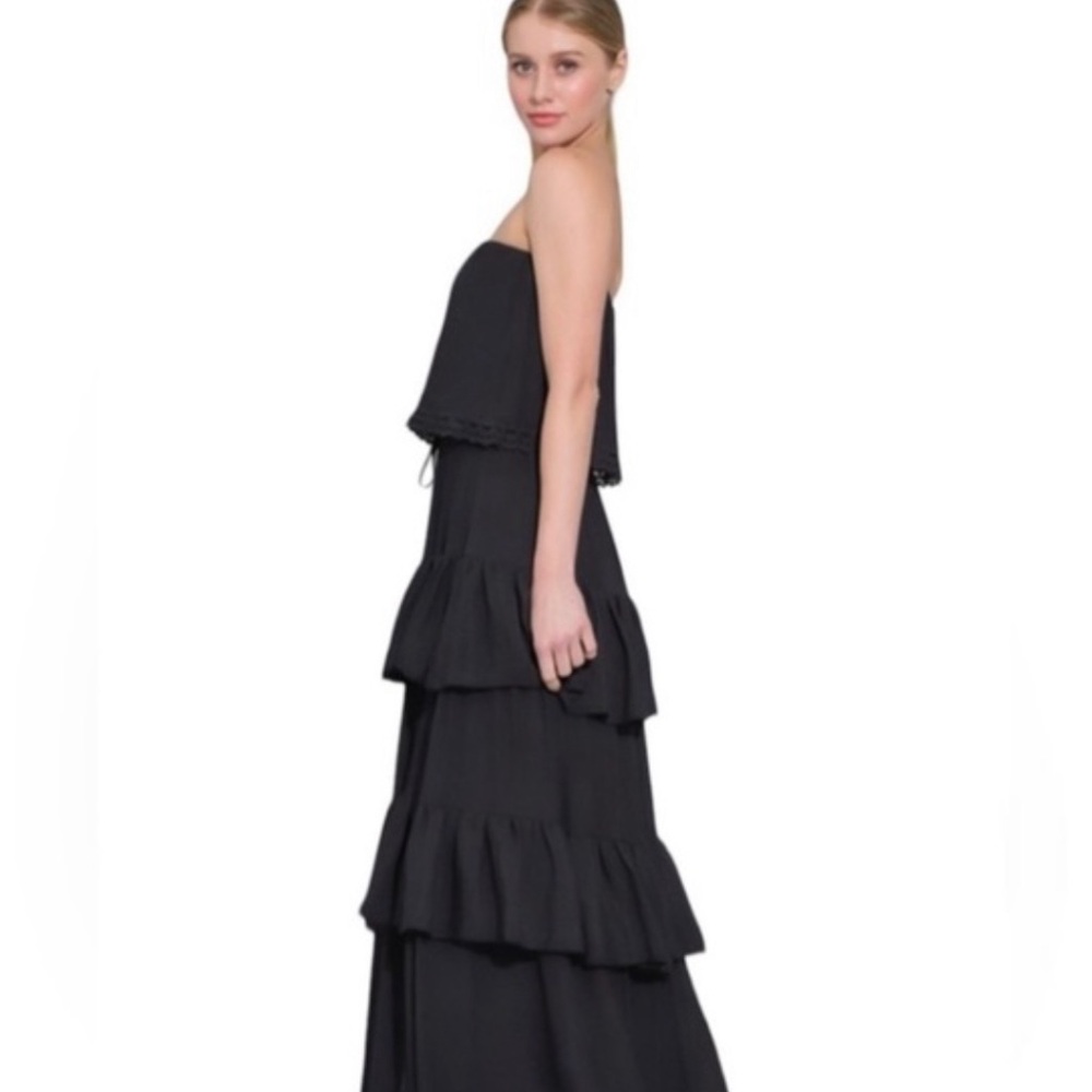 NWT Aakaa Flouncy Strapless Maxi Dress - Picture 2 of 8